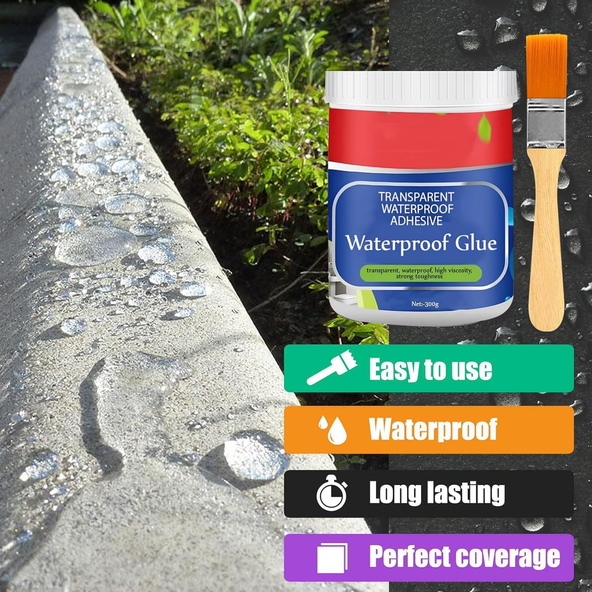 Transparent Waterproof Adhesive Glue (Pack of 2) - Clear Waterproof Sealant For Leak Repair & Crack Sealing