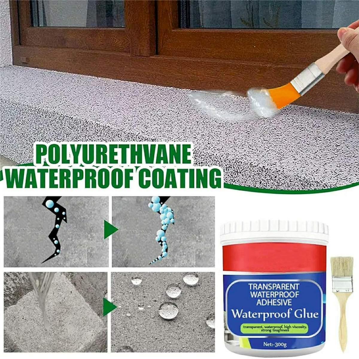 Transparent Waterproof Adhesive Glue (Pack of 2) - Clear Waterproof Sealant For Leak Repair & Crack Sealing
