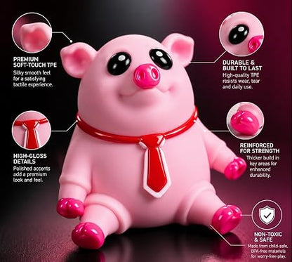 Pink Squishy Pig Stress Relief Toy for Adults, Teens & Kids, Office, Study, Travel and Gifting
