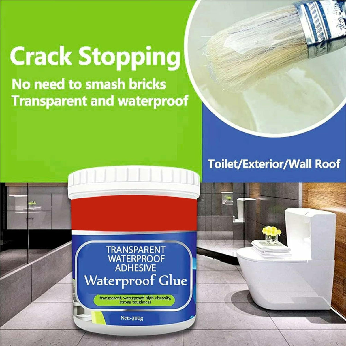 Transparent Waterproof Adhesive Glue (Pack of 2) - Clear Waterproof Sealant For Leak Repair & Crack Sealing