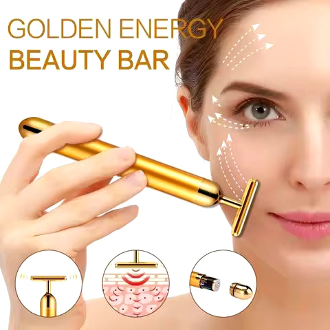 24K Gold Energy Beauty Bar Electric Facial Massage Roller