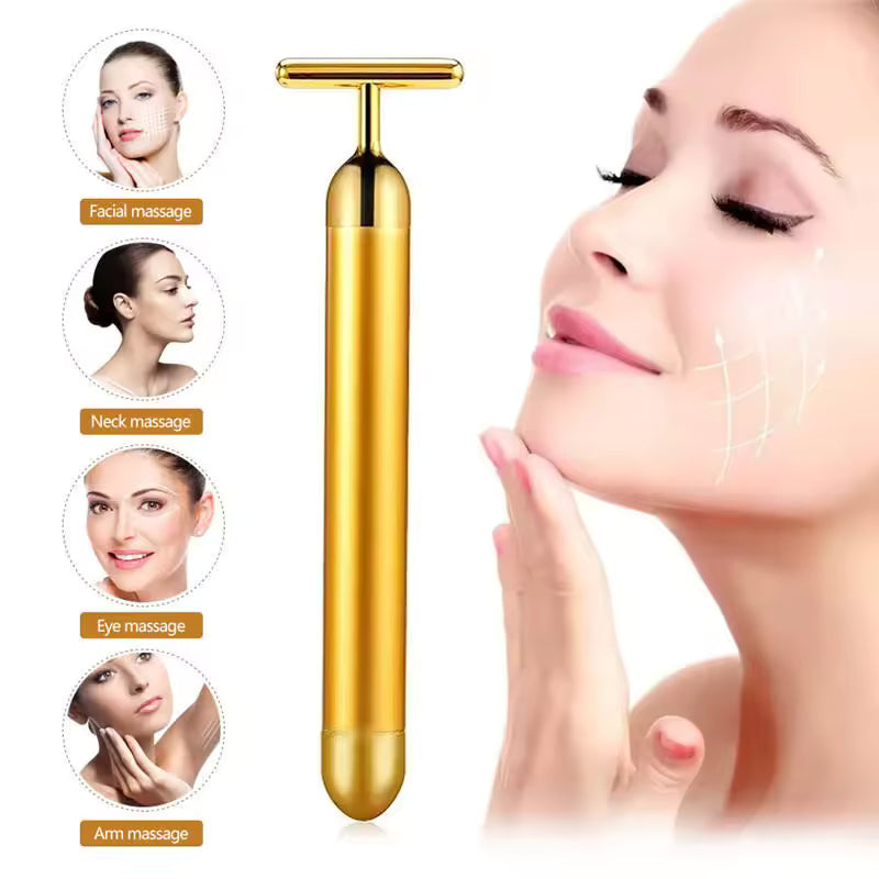 24K Gold Energy Beauty Bar Electric Facial Massage Roller