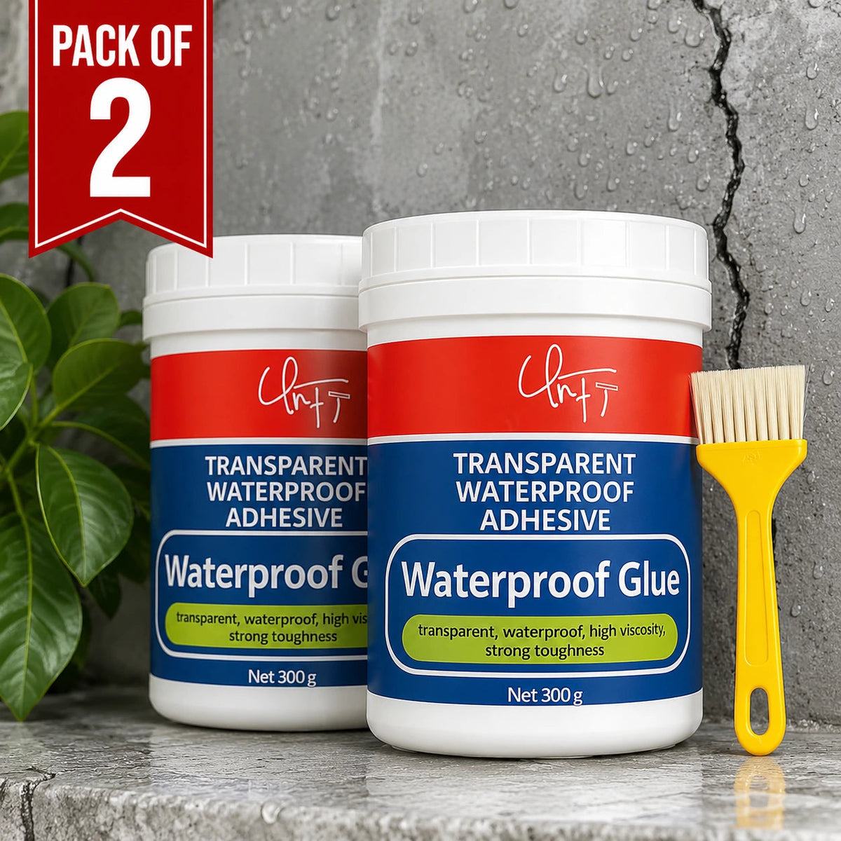 Transparent Waterproof Adhesive Glue (Pack of 2) - Clear Waterproof Sealant For Leak Repair & Crack Sealing